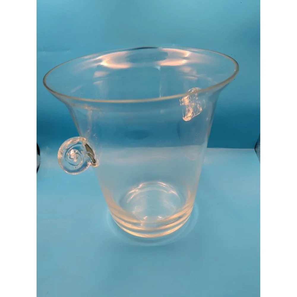 Vintage Knob Handled Crystal Large Vase Ice Bucket Wine Champagne Chiller Bar